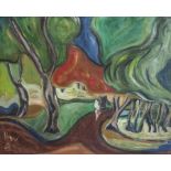Weyl, Herbert, Gemälde Öl auf Leinwand, Spaziergang im Schloßpark - BiebrichMindestpreis: 100 EUR