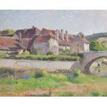 Serrier, Georges Pierre Louis (1852-1949), Französische Dorfansicht mit Steinbrücke übereinen