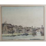 Scherz, Bruno Ernst (1889-1955), Alte Steinbrücke, Aquarell, re. u. sign. (mit persön.Widmung) u.