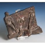 Unbek. Künstler, die Metallgießer, Bronze, Reliefplatte, wohl 60/70er Jahre. Ca. 13,5 x 12cm.