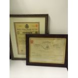 A Edinburgh Burgels Ticket 1890 and a Russian Certificate of loan 1912
