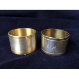 A pair of silver hallmarked napkin rings