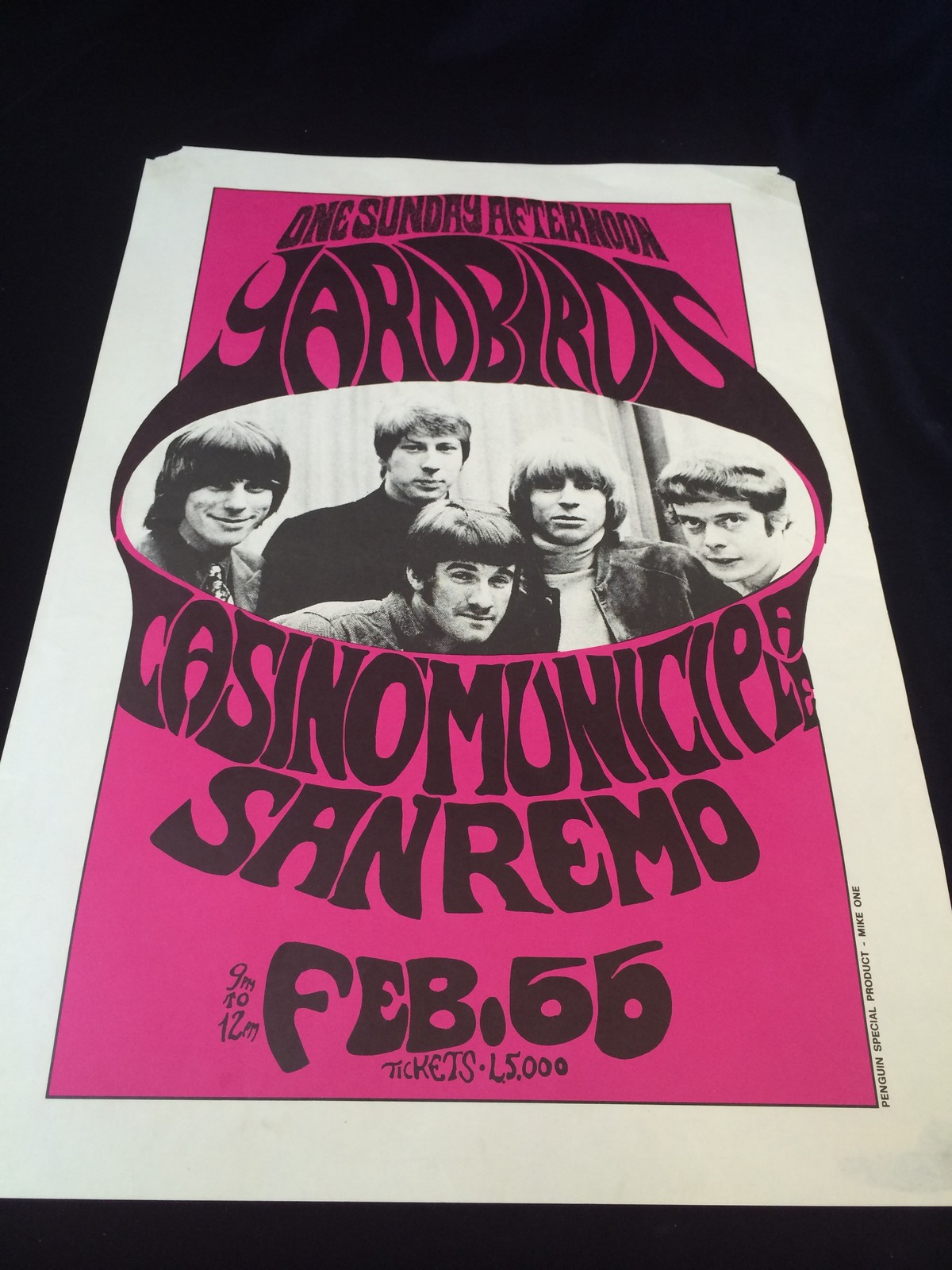 Original Yardbirds promotional poster 1966 from the One Sunday afternoon Tour