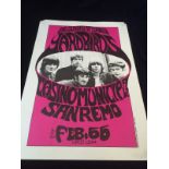 Original Yardbirds promotional poster 1966 from the One Sunday afternoon Tour
