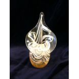 Jack in the pulpit' glass vase with pulled white and amber trails 20th Century