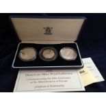 1994 Three coin silver proof collection from the Royal Mint commemorating the 50th Anniversary of