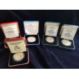 A selection of five boxed (With COA) Royal Mint Silver Crowns celebrating various Roayal Birthdays