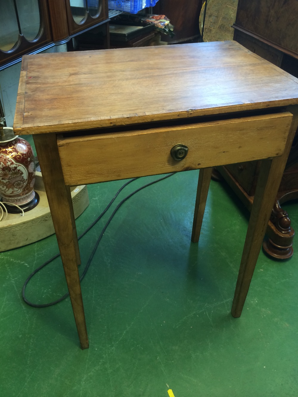 Pine incidental table with drawer