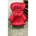 Red Velvet Button Back Boudoir Chair (AF)