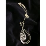 Interesting silver necklace with drop pendant