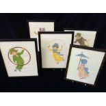 Kate Greenaway 1846 - 1901 cross stitch pictures, five in total.
