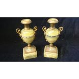 Pair of Marble Vases with cloisonne work