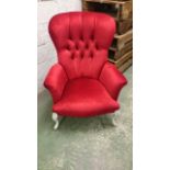 Red Velvet Button Back Boudoir Chair