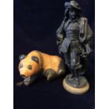 A spelter figure and a Panda.