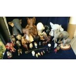 A large selection of Elephants both ornamental, toy and decorative.