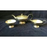 Silver Tea Service to include teapot, sugar bowl and milk jug. Hallmarked Sheffield 1937 (600g)