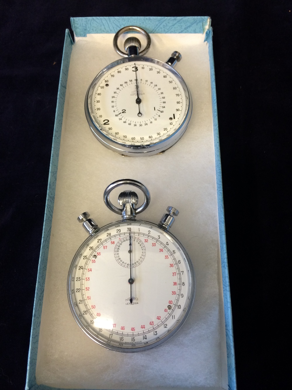 Two Nero Lemania Stopwatches