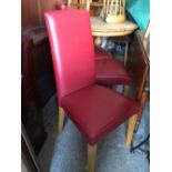 Four Milan Back Red Leather Chairs