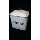 Vintage blue and white enamel bread bin