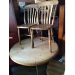 Round Pine Table with four chairs