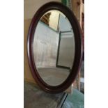 Large Dark wood Oval Mirror