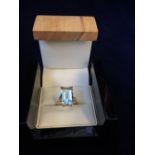 Contemporary AAA Aquamarine & Diamond Ring 10 ct VS Aquamarine Octagon Cut with SI round cut