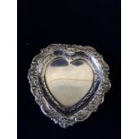 Small, Silver Heart Shaped wedding ring dish.  Marked Birmingham 1997.