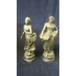 Pair of Spelter figures 'Pcheuse De Moules' and 'La Vendange'