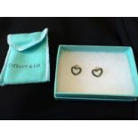 A pair of Tiffany & Co heart earrings in original box