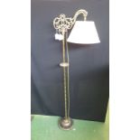 Brass standard lamp with marble base, Edwardian