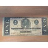 Civil War Confederate 1864 One (1) Dollar Bill Note, Richmond VA