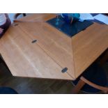 Cherry wood (square) dining table with granite center by Tranakær, fold out leaves extend (