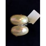 A mother of pearl Victorian trinket box, brass mounts.