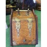 Oak coal box with brass fitments and scoop