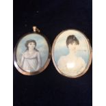 A pair of beautiful Mourning miniatures, both with hair and one in need of having the glass