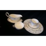 Minton Bellemeade bone china with sliver rims to include 8 tea cups and saucers, 12 dinner plates (