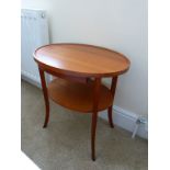 Cherry wood Danish made oval occasional table with drawer. Receipt included.