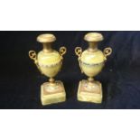 Pair of Marble Vases with cloisonne work