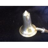 A silver with wodden handled candle snuffer