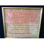 Small antique Sampler of the alphabet from Farnborough School