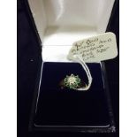 9ct gold emerald and diamond ring. Size L+1/2
