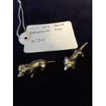Two .835 silver Dachshund dogs