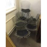 Eight original 70's Vettori steel mesh chairs with vinyl seat pads AF