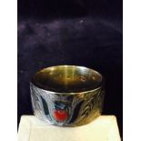 Silver napkin ring with inset stones
