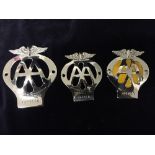 Three Vintage AA Badges