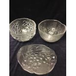 Three Kosta Boda items to include two bowls and a platter