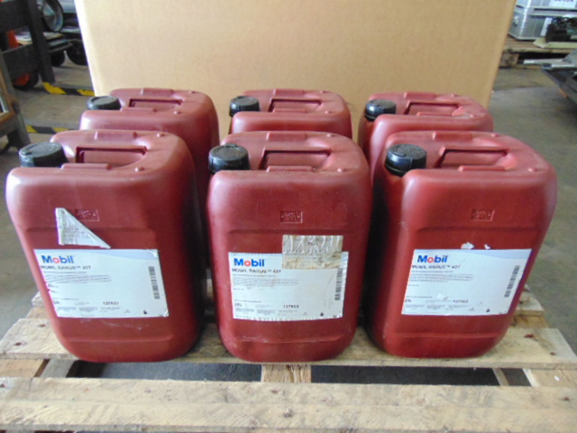 6 x Unissued 20L Drums of Mobil Rarus 427 Air Compressor Lubricant / Oil