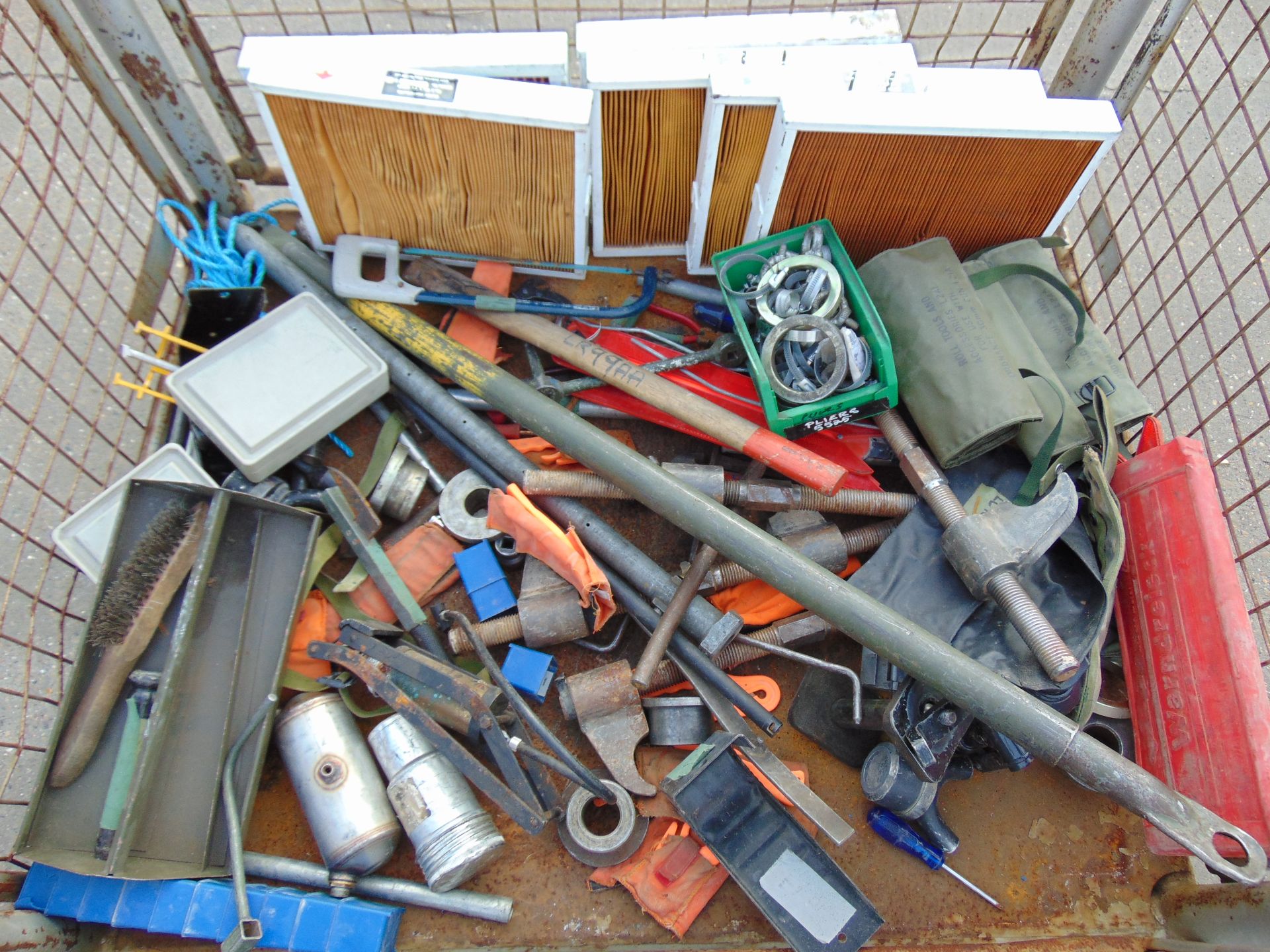 Mixed Stillage of Tool Rolls, Clamps, Foot Pump etc