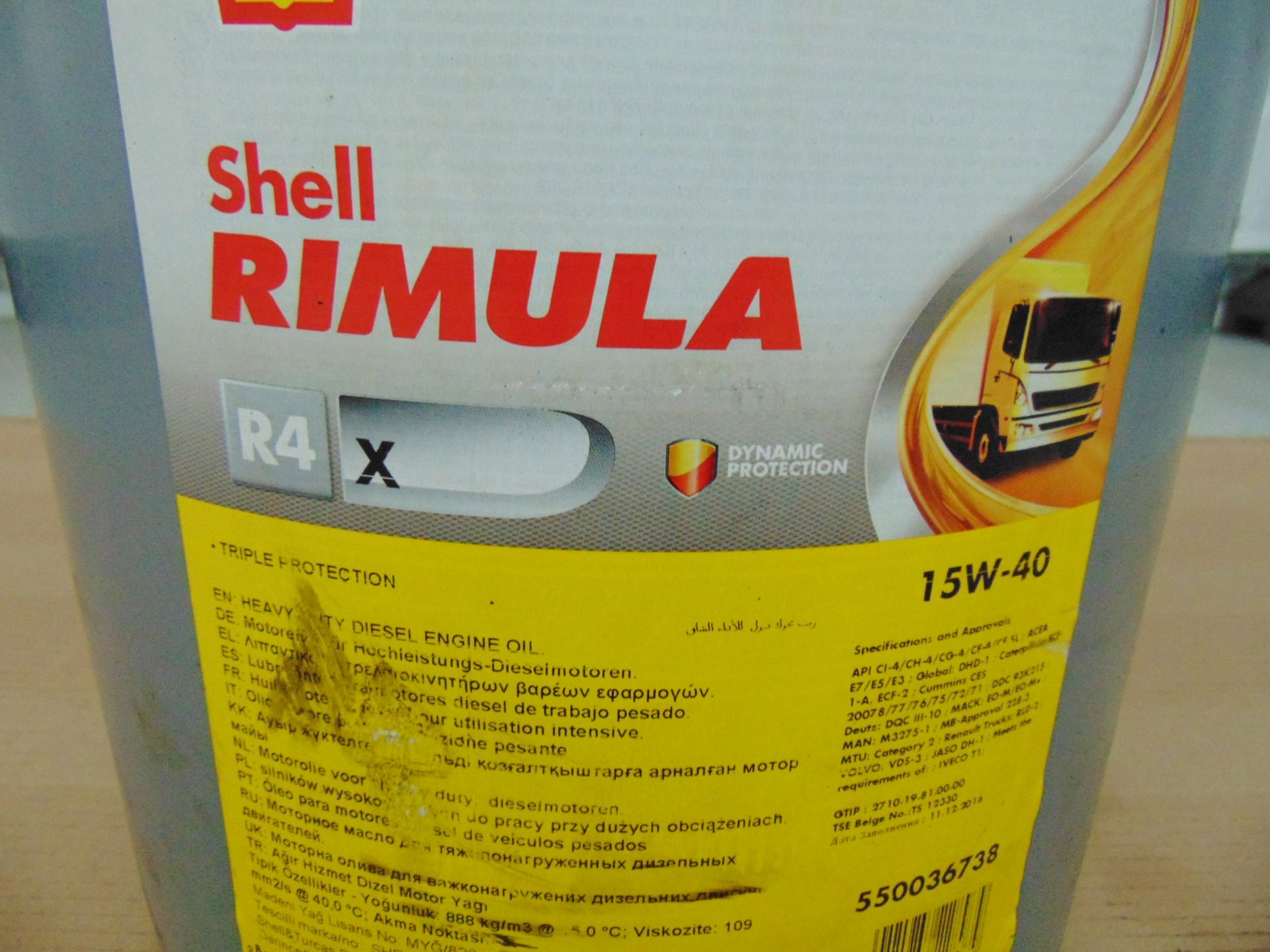 1 x Unissued Tub of Shell Rimula R4 X 15W-40 20L Heavy Duty Diesel Engine Oil - Image 3 of 4