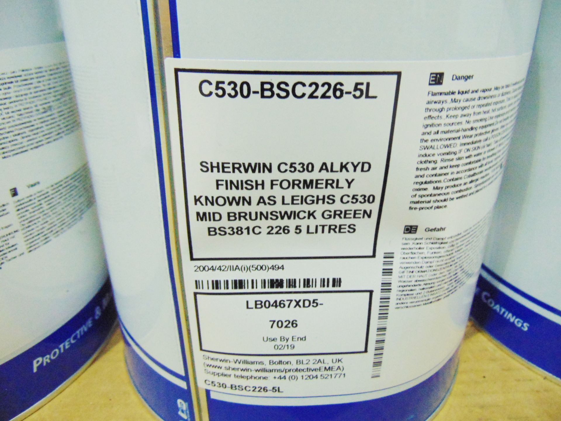 3 x Unissued 5L Sherwin-Williams C530 Quick Drying High Gloss - Bild 3 aus 3